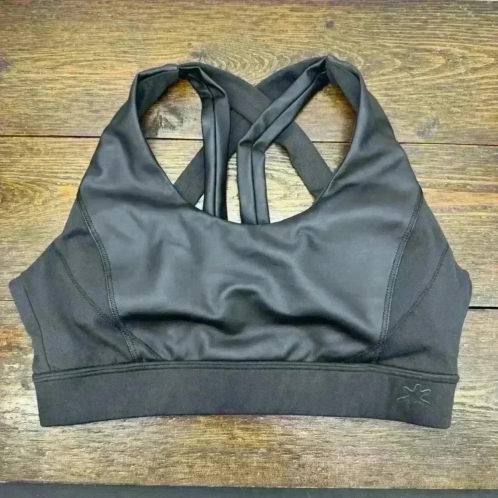 splendid faux leather look sports bra size Small Womens Cross Back Matte